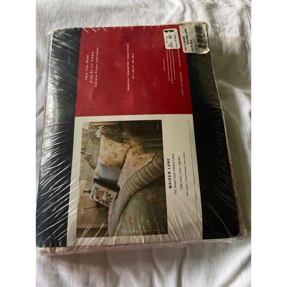 90s Tommy Hilfiger Twin Flat Sheet 100% Combed Cotton Floral Maiden Lane Blue - Picture 3 of 11